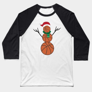 Basketball Snowman Baseball T-Shirt